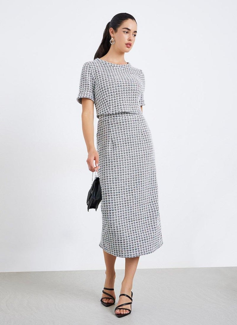 Styli Women Sheath Tweed Midi Dress - Image 1